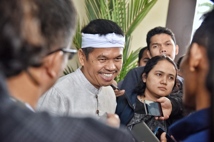 Cawagub Dedi Mulyadi ke Polda Jabar untuk memafkan penyebar video hoax dukun palsu (fotoIST)