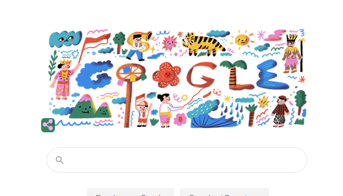 HUT RI ke-75, Google Doodle Berdesain Panjat Pinang dan Tanjidor