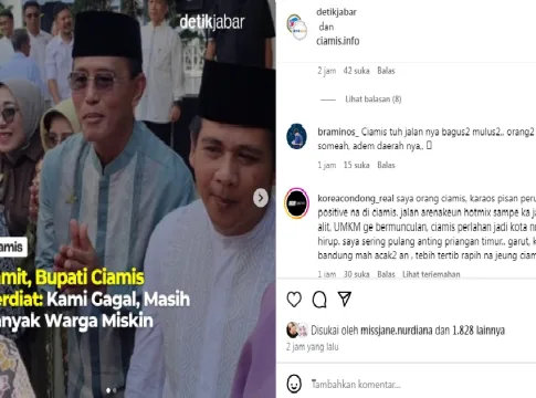 Keterangan Foto: Komentar Masyarakat Ciamis di Akun Instagram Ciamisinfo Atas Kepemimpinan Bupati Ciamis Herdiat Sunarya