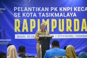 Ket foto : Pj Wali Kota Tasikmalaya Asep Sukmana, saat membuka Rapimpurda sekaligus Pelantikan PK KNPI Kota Tasikmalaya (fokusjabar/Seda)