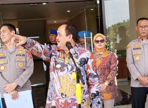 Poto: Bupati Pangandaran saat memberikan sambutan di acara peresmian Mako Polres Pangandaran