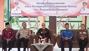 Poto: Bupati Pangandaran, Citra Pitriyami saat menghadiri Peringatan Hari buruh sedunia.