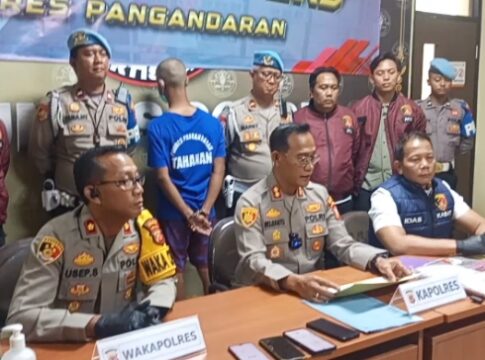 Poto: polres Pangandaran Saat konfresi pers kasus pencabulan dibawah umur