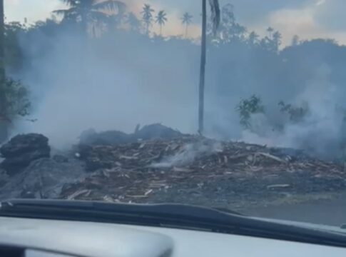 Poro: Tangkapan Layar beberapa gundukan pembakaran limbah kayu di Desa Sindangsari, Kecamatan Cimerak Kabupaten Pangandaran