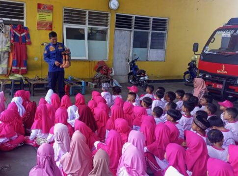Ketpot: Ratusan siswa RA Miftahussalam saat berada di Mako Damkar UPTD Ciamis