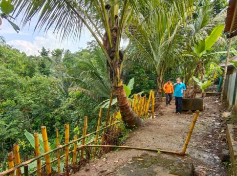 Ketpot: Tebing di belakang bangunan SDN 3 Kadupandak Kecamatan Tambaksari Kabupaten Ciamis yang laongsor