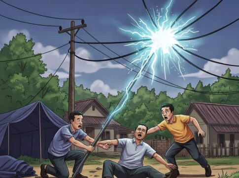 Keterangan Foto: Ilustrasi : Seorang warga Kecamatan Malangbong, Kabupaten Garut, meninggal dunia setelah tersengat aliran listrik tegangan tinggi saat sedang memasang tenda hajatan, pada Senin (15/12/2025).