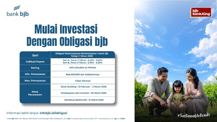 Bank bjb Buka Peluang Investasi Produktif Lewat Sustainability Bond Tahap II 2026