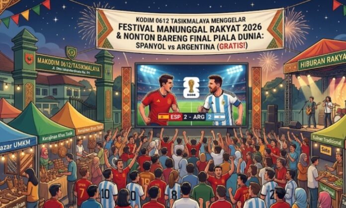 Keterangan foto ilustrasi: Kodim 0612/Tasikmalaya menggelar nonton bareng Final Puala Dunia 2026 antara Argentina vs Spanyol di Makodim Tasikmalaya. Tasikmalaya, FOKUSJabar.id